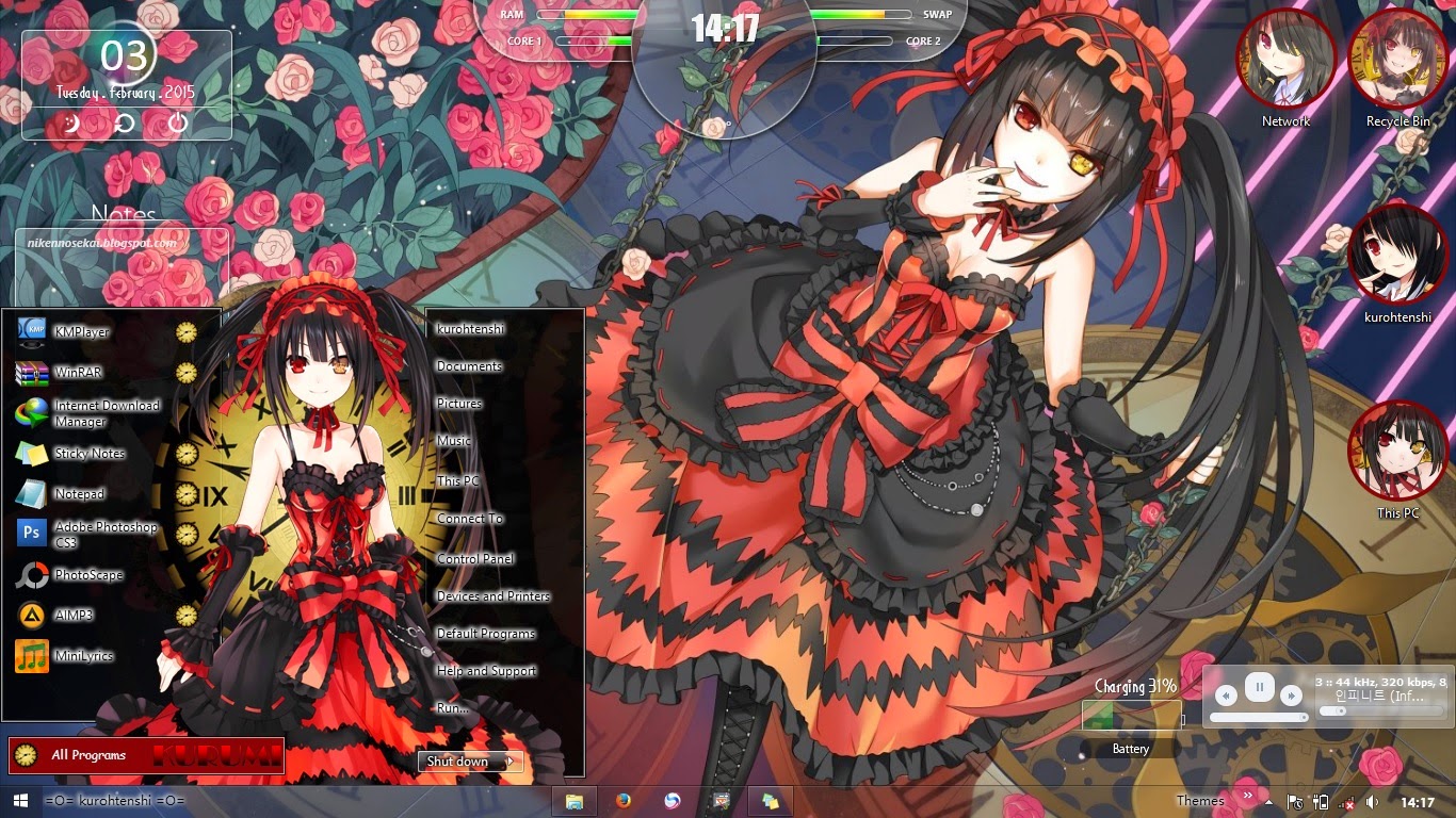 date a live kurumi tokisaki windows 8 1 theme anime themes for