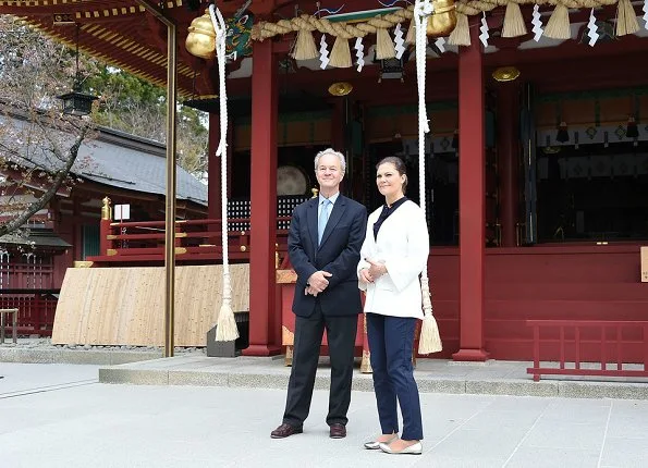 Crown Princess Victoria visited Shiogama Shinto Shrine and visited Shiogama port and the Japan's Meiho Tuna Fishery packing plant