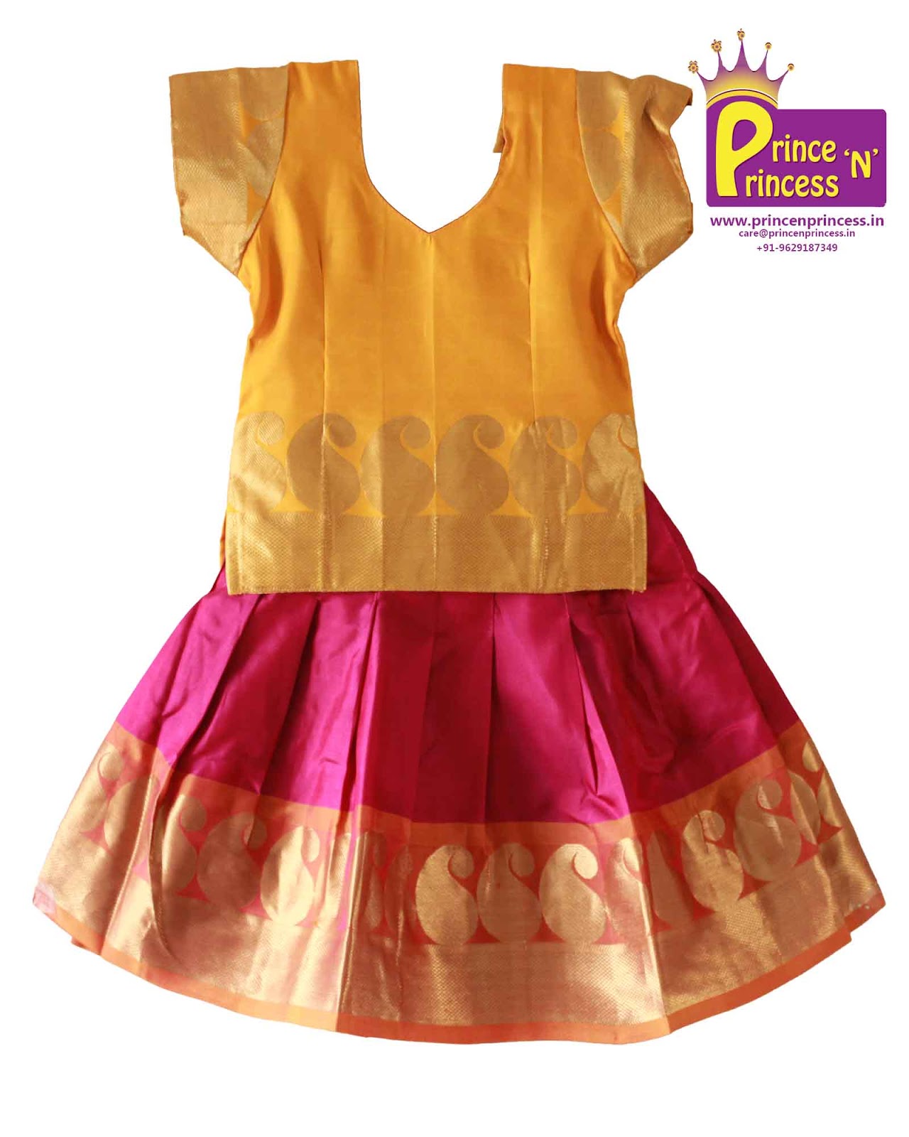Prince N Princess: Kancheepuram Silk Pavadai langa for 6 months Baby