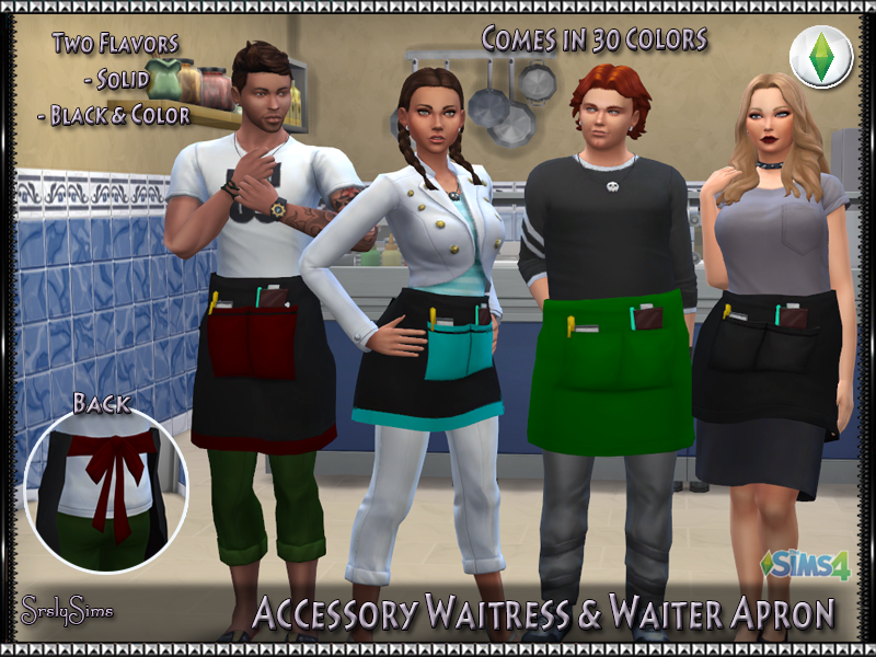 Sims 4 CC's The Best Accessory Waitress & Waiter Apron by SrslySims