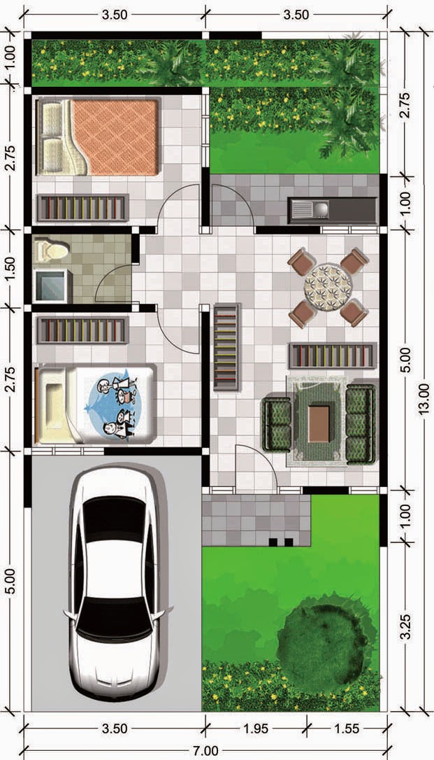 Denah Rumah Type 45 Minimalis  Griya Inspiratif