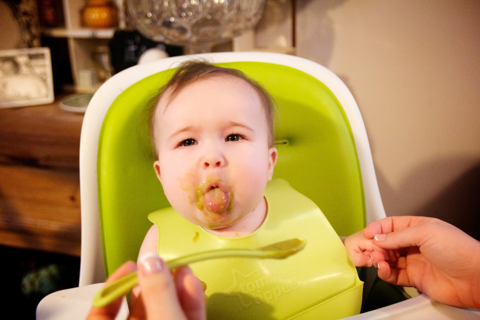 And Then There Were Three Eating Peas + Encouraging Right Handedness