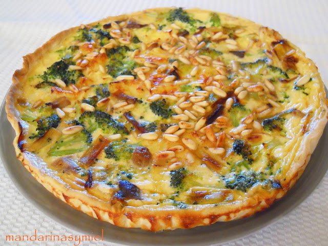 Quiche De Ajos Tiernos, Setas Y Brócoli.
