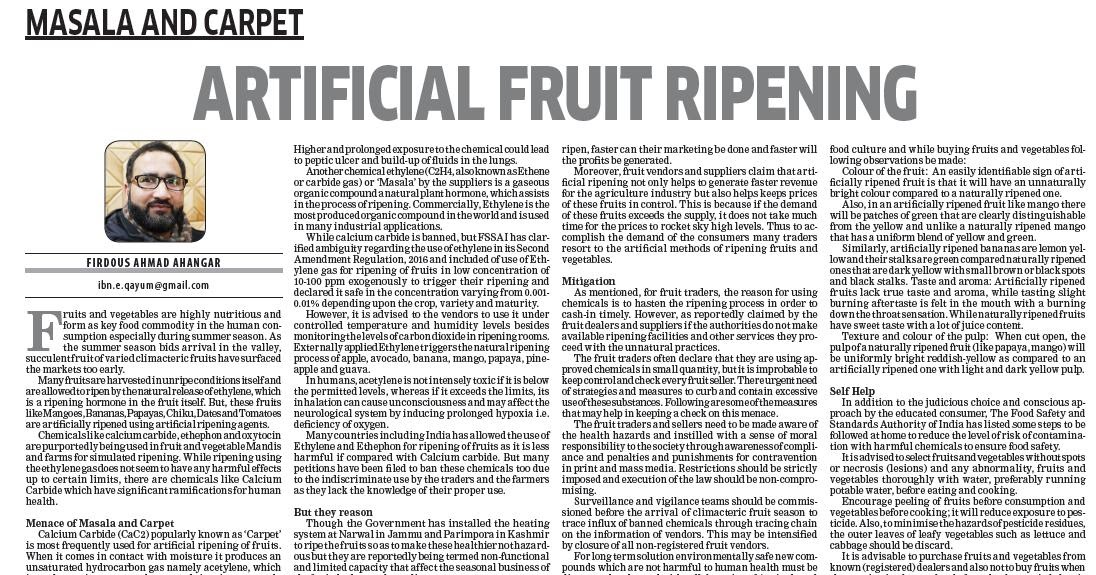 FOOD SAFETY LATEST Artificial fruit ripening