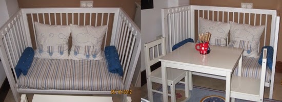 Reutilizar y reciclar cuna de bebe en un sofa