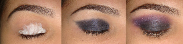 Maquiagem azul com roxo