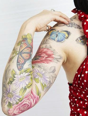 Luva cheia Tatuagem de Borboleta para as meninas, este desenho de tatuagem são muito populares