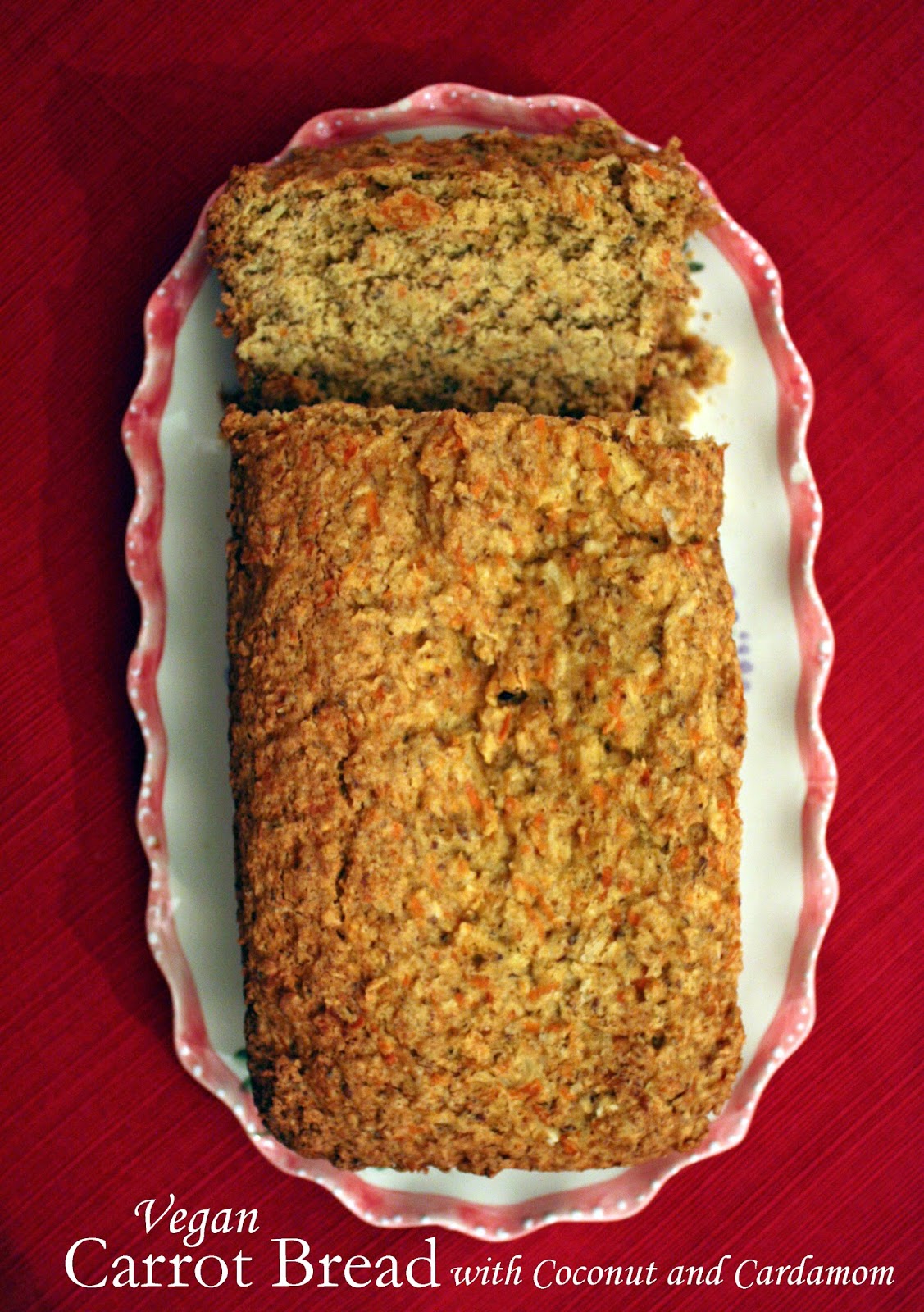 vegan carrot bread with cardamom and coconut