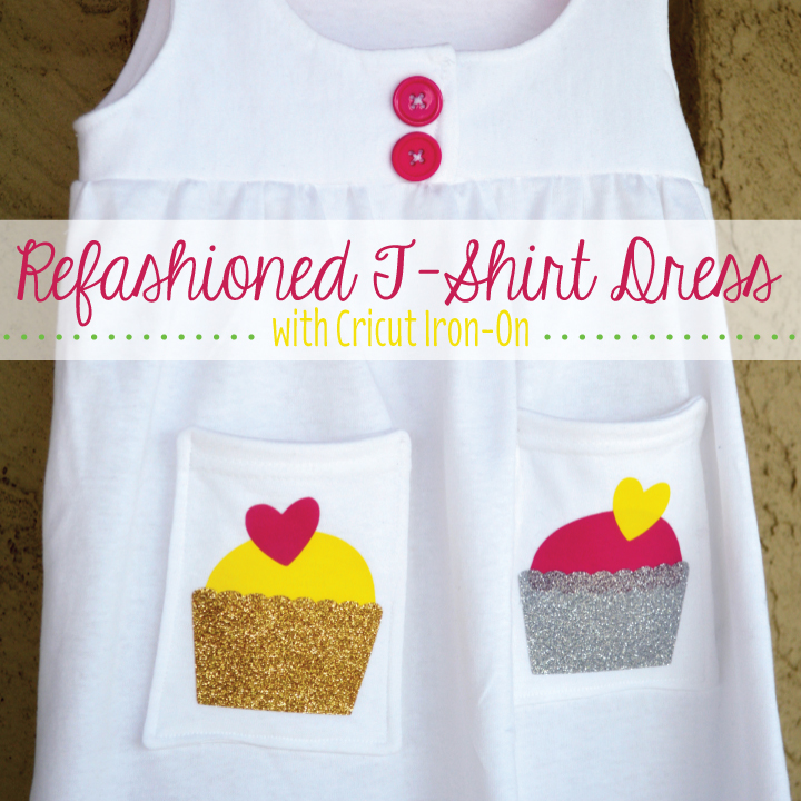 Refashioned T-Shirt Dress with Cricut Iron-On