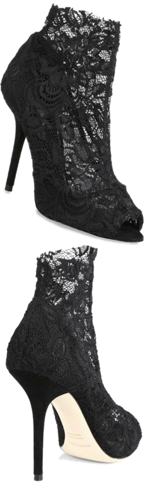 Dolce & Gabbana Stretch Lace Booties in Black