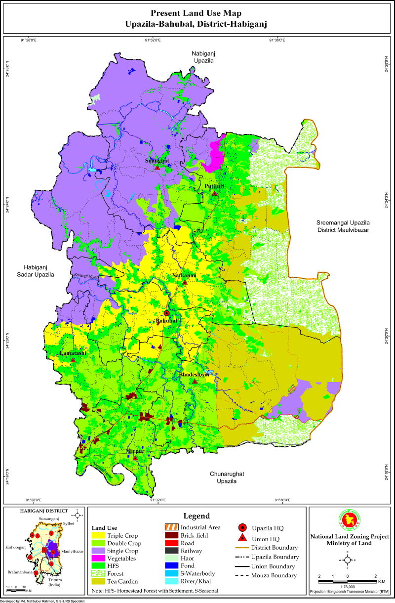 Bahubal Upazila Mouza Map Habiganj District Bangladesh