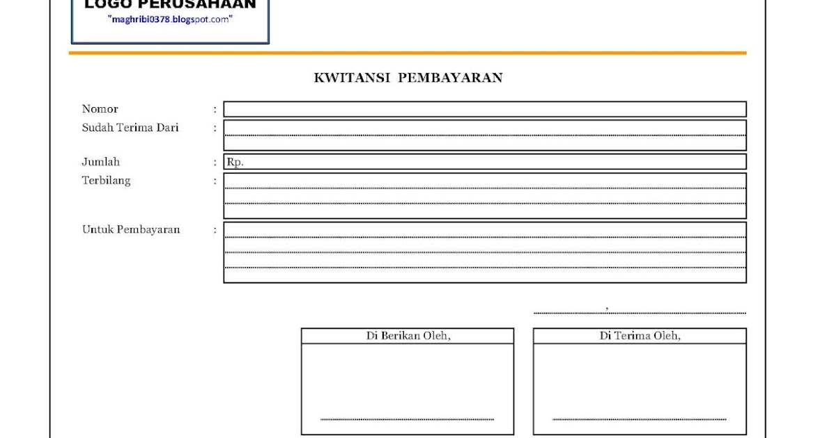 MAGHRIBI FormForm Pengendalian FORM KWITANSI PEMBAYARAN