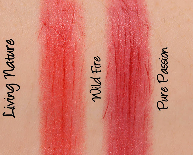 Living Nature Wild Fire & Pure Passion Lipstick Swatches & Review