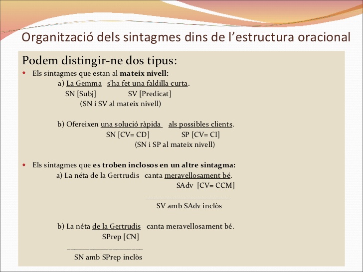 català 3r ESO: L'oració