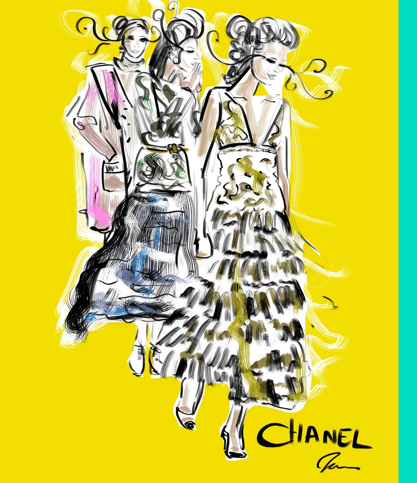 Paul and Joe Ready to Wear Spring Summer American model Chanel Iman wearing  single shoulder short yellow drape dress, black Stock Photo - Alamy