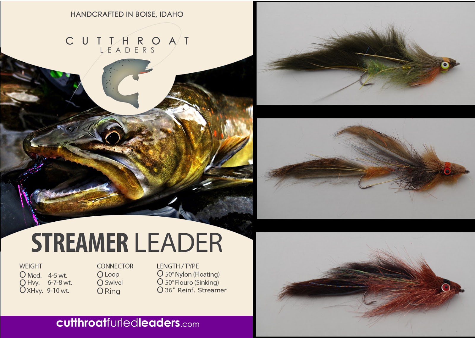 CutThroat Furled Leaders Fishing Streamers.... like a dry fly