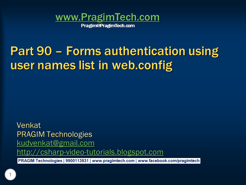Sql server, and c video tutorial Part 90 Forms authentication