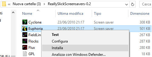 Installare screensaver su Windows
