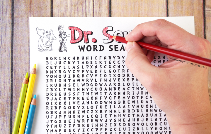 Free Printable Dr. Seuss Word Search Coloring Page #DrSeuss