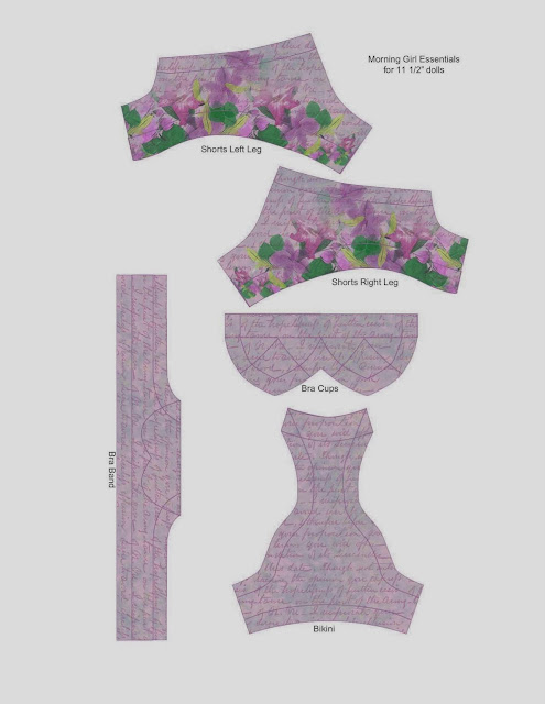 Moldes de roupa íntima: calcinha e sutiã, para bonecas.