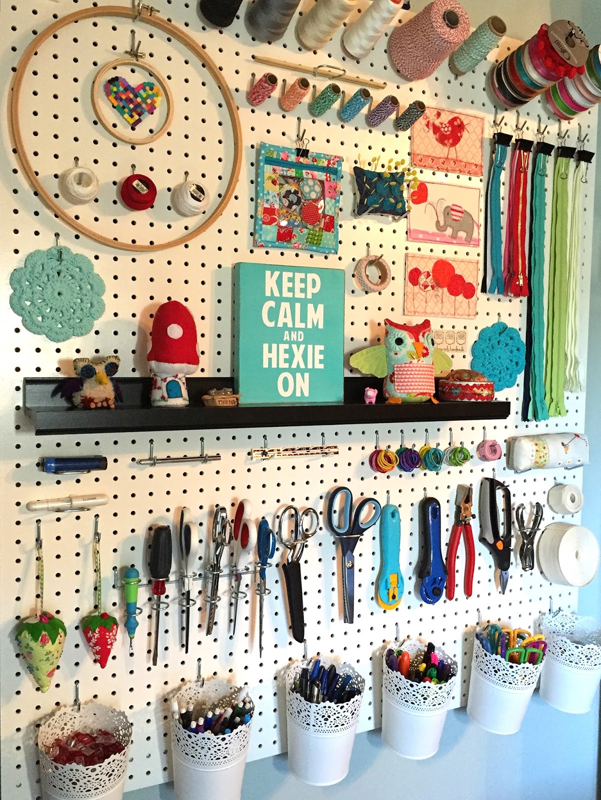 Three Owls Handmade: Craft Room Pegboard Organizer