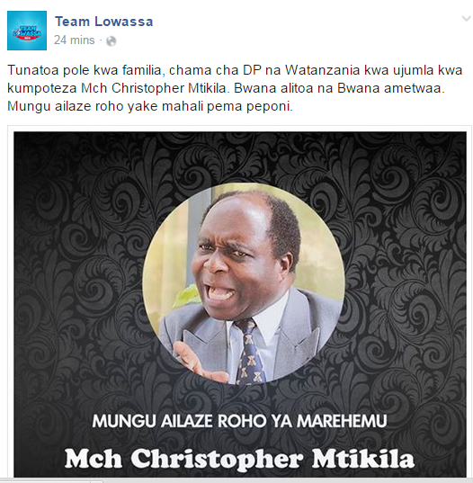 Team Lowassa Watoa Ujumbe Kuhusu Kifo cha Mchungaji Mtikila