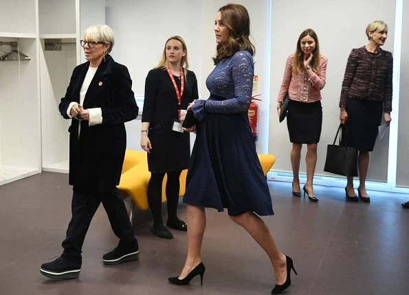 Kate Middleton wore Seraphine Marlene Maternity Cocktail Dress. Duchess is the Royal Patron of Place2Be