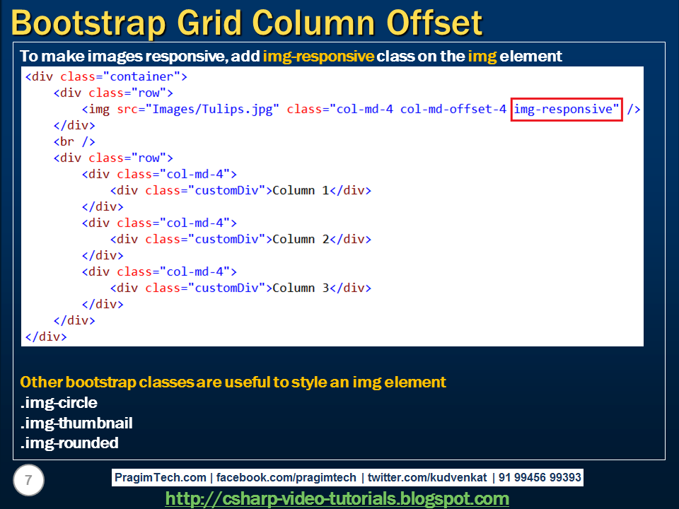 Sql server, .net and c# video tutorial: Bootstrap grid column offset