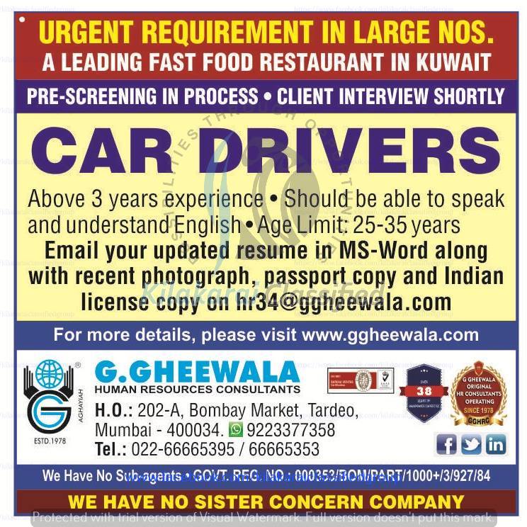 Leading Fast food Restaurant Jobs for Kuwait Gulf Jobs for Malayalees
