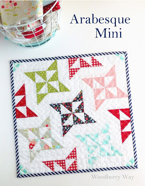 "Arabesque" is a Free Modern Mini Christmas Quilt Pattern Designed by Alli from Woodberry Way!
