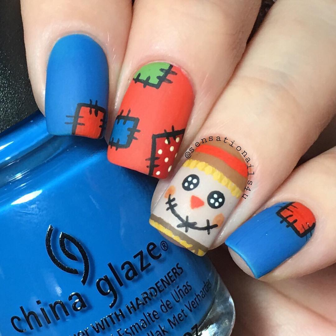 Thanksgiving nails designs fall nail pretty scarecrow scarecrows acrylic halloween cute matte turkey try gorgeous autumn gel farm ecstasycoffee visit Trending Thanksgiving Nail Art Ideas for 2017