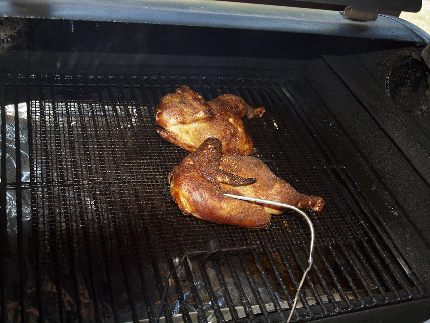 Pellet Smoker Cooking Chicken Halves Two Ways