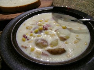 A Steaming Bowl of Smokey Corn Chowder Soup