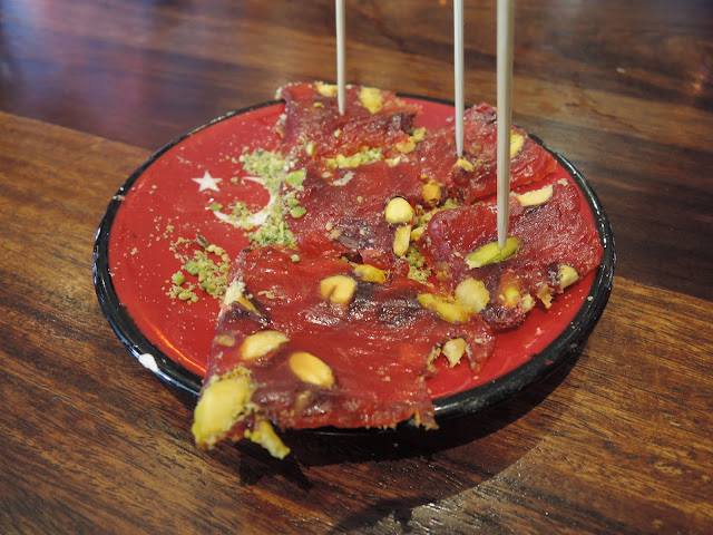 pomegranate and pistachio turkish delight;  the turkish tea house