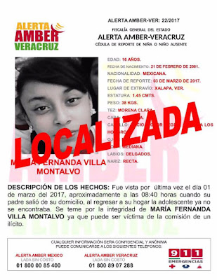 Desactivan 3 Alerta Amber en el Estado de Veracruz