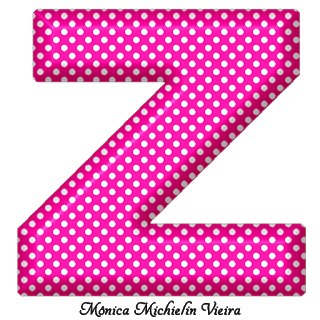 Abecedario Fucsia con Lunares Blancos. Fucsia Alphabet with Polka Dots.