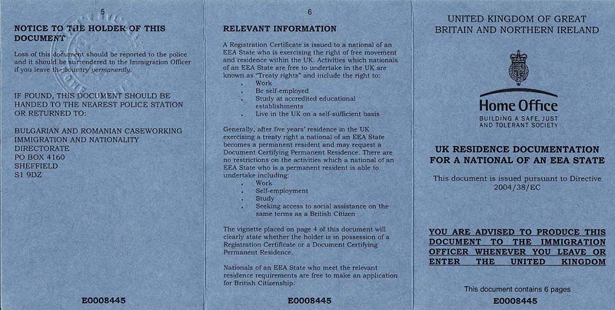 Londres Comunitario Settled Status / EEA (PR) Residencia Permanente