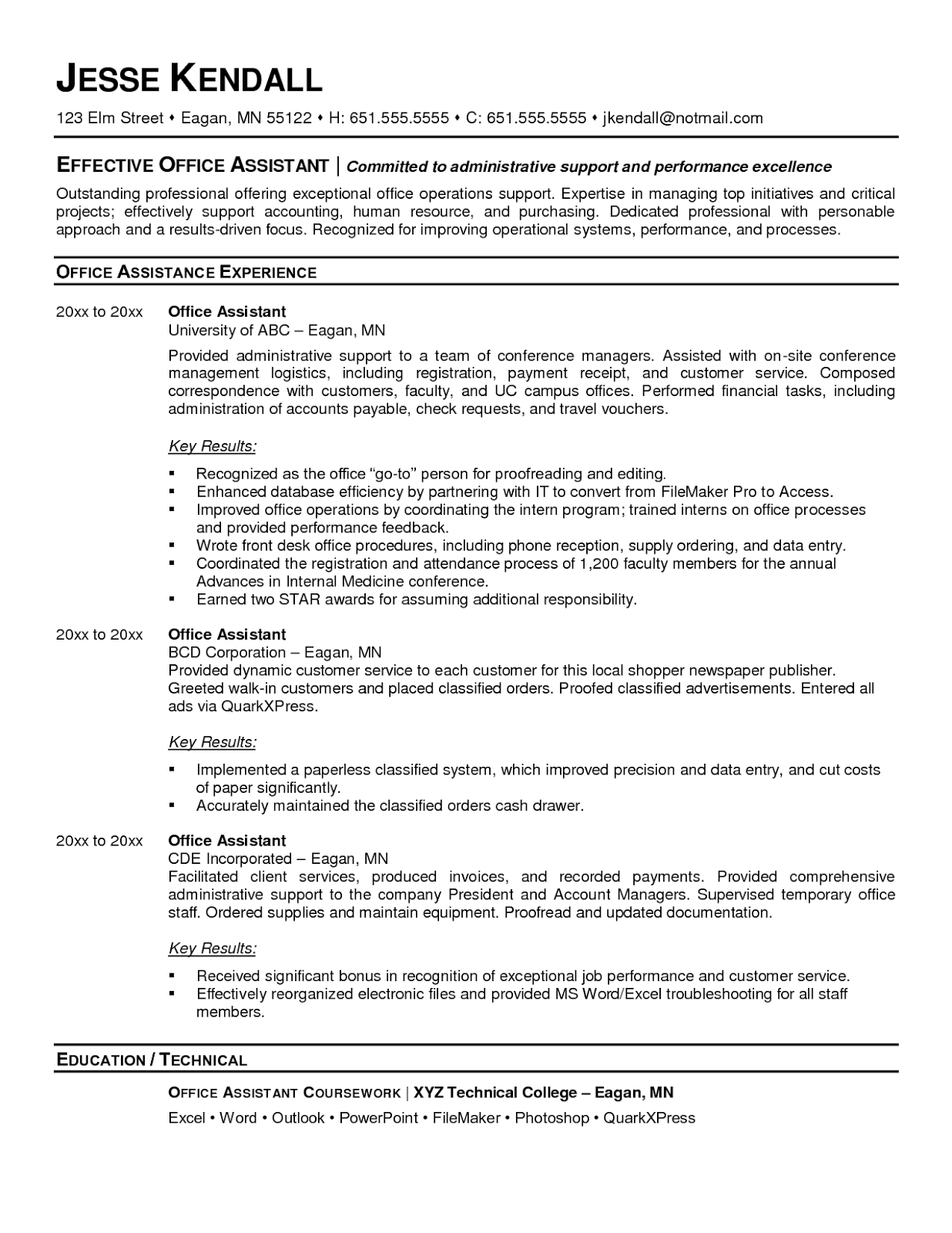 Office Admin Resume Samples Sample Resumes
