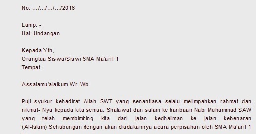 Surat Undangan Acara Perpisahan 2019 | Kumpulan Contoh ...