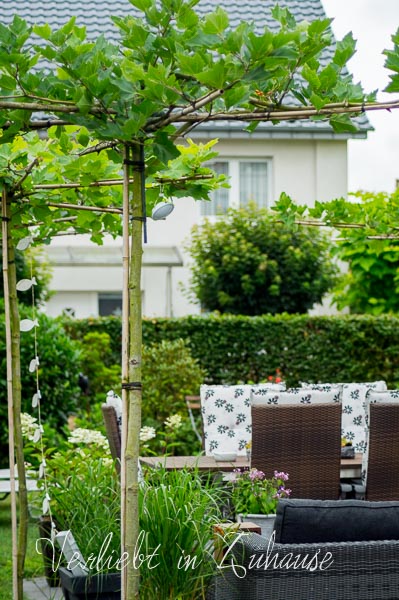 Lieblingsecke Outdoor : Gestaltung der Terrasse mit Platanen und Lounge im Garten