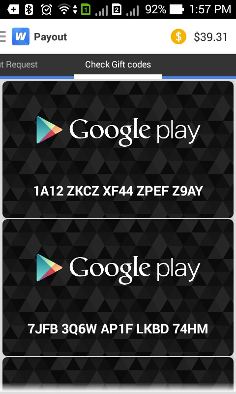 Google play codes