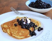 Cornmeal Pancakes with Blueberry Compote