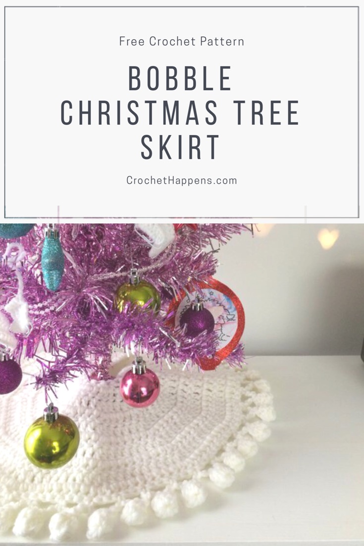 Crochet Happens Free Pattern Crochet Bobble Christmas Tree Skirt