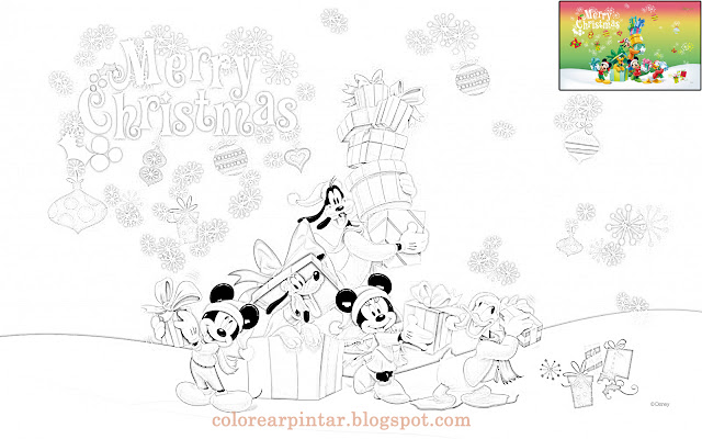Dibujo para colorear Merry Christmas Disney