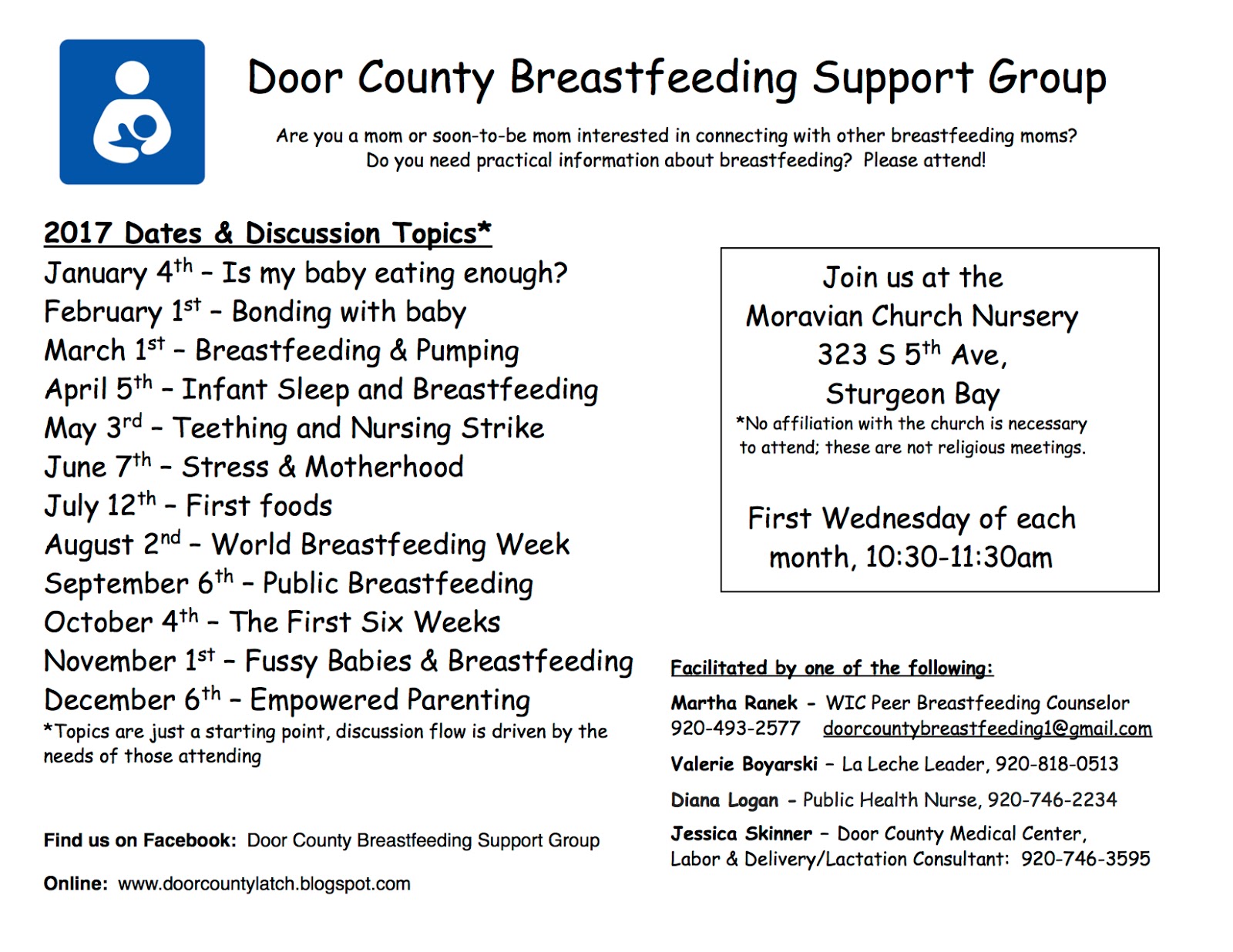 Door County Breastfeeding Support Group 2017