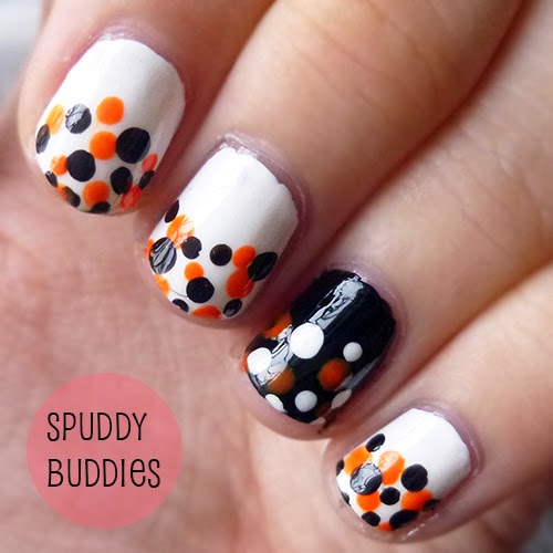 Spud Nails: Easy dotted Halloween nail art