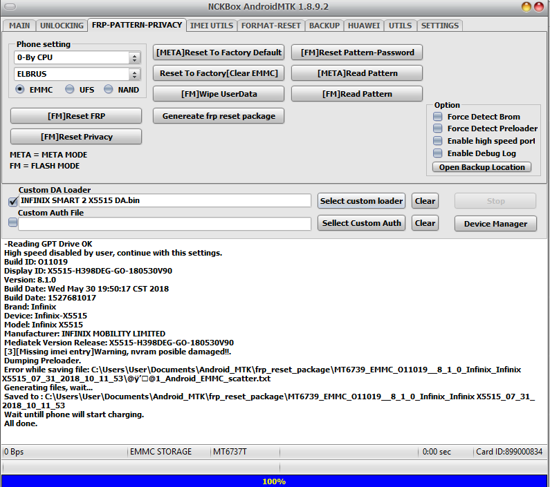 Infinix smart 2 hd secure boot reset frp for