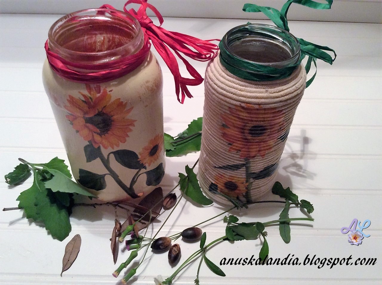 Decoración otoñal con frascosAnuskalandia