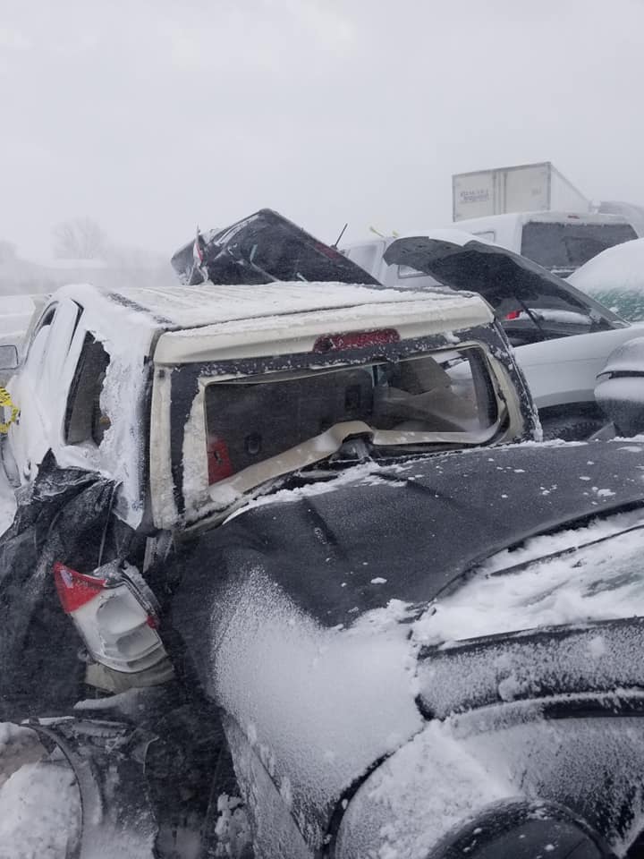 Just A Car Guy about 3 dozen cars crashed on Interstate 41, in Neenah