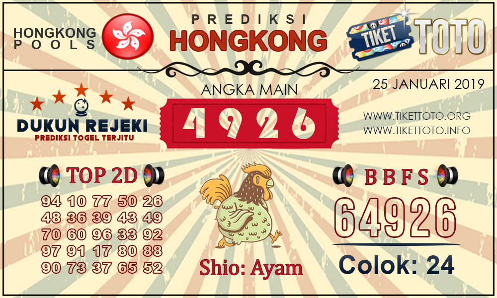 Prediksi Togel HONGKONG TIKETTOTO 25 JANUARI 2019